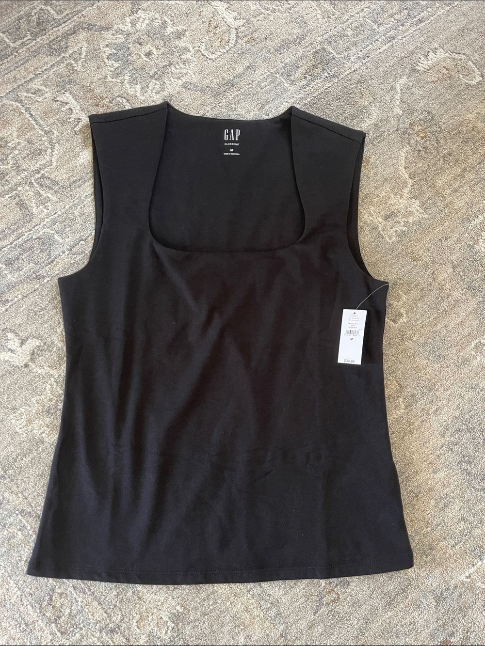 GAP Black Square Neck Tank Top